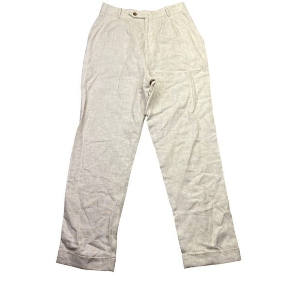 Reformation Pants - Reformation Linen Blend Pleated High Waist Trousers Pants‎ Beige Sz 28" Tropical